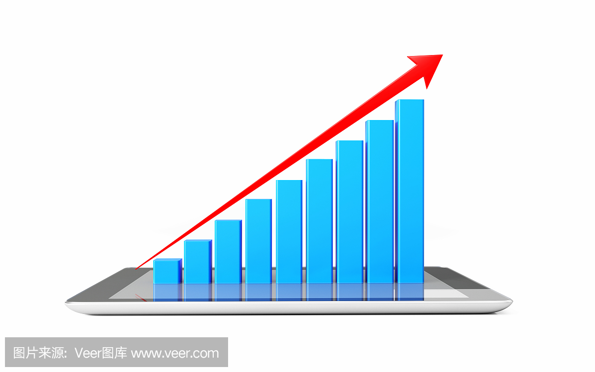 财务图表和图表被投影从一个数字平板电脑